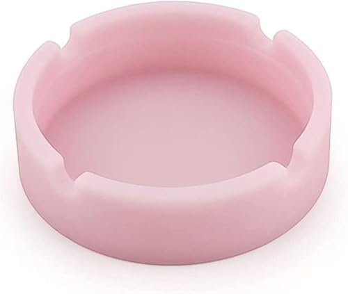 UkGlass Silicone Heat Resistant Ash Tray - Unbreakable & Washable Ashtray for Outdoor, Restaurant, Indoor and More (Pink)