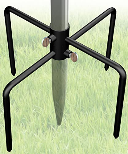 Garbuildman stolstabiliseringsstativ bas med 4 spetsar för utomhus fågelmatarstång, stöd för marken gäller 1,9 cm till 2,8 cm Shepherds Hook, svart, 1-pack, mät innan du köper