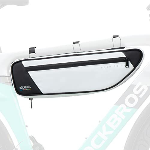 ROCKBROS Road to Sky Fahrrad Rahmentasche 2L Reflektierend Wasserabweisend | Fahrrad Dreieckstaschefür MTB/Rennrad/Gravelbike Weiß