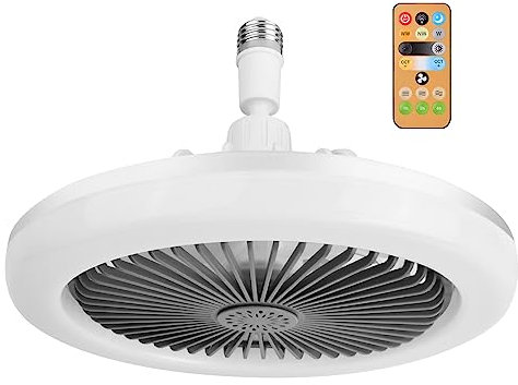 Hoxfly Led Ceiling Fans Lights 30W, Φ25cm Modern Bedroom Reversible Fan Light Quiet 3 Speeds Color Dimmable, E27 Lamp Holder, Timing Bathroom Living Room, White (301-19571-30YLE00)