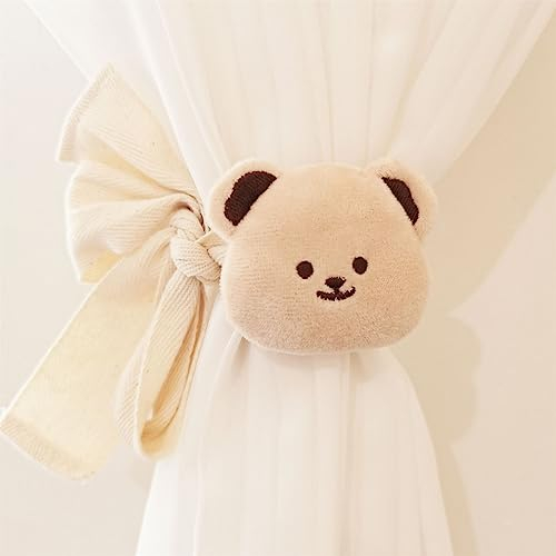 Herfair 2 Stück Vorhang Raffhalter, Gardinenhalter Vorhanghalter Gardine Kleiner Bär Gardinenclips Vorhang Clips Curtain Ringe für Kinderzimmer Decor