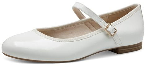 MARCO TOZZI Damen Ballerinas mit Riemchen Vegan, Weiß (White Patent), 40 EU