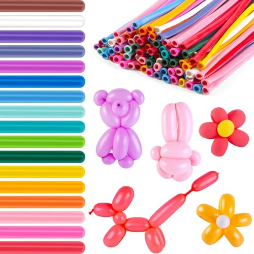 FUTUREPLUSX 100PCS 260 Balloons, Multicolor Animal Balloons Long Skinny Twisting Magic Latex Balloons for Balloon Arch Animal Shape Modeling Carnivals Wedding Birthday Party Decorations