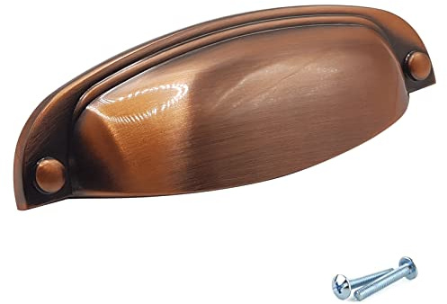 M4TEC Muschelgriff Schalengriff Möbelgriff Schubladengriff Schlafzimmer Küchenschrank Kupfer gebürstet. VD8 Serie: 96 mm BA 10er Pack