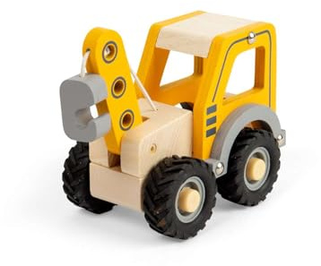 Bigjigs Toys – minikran lastbil – barnkranar, träbyggleksaker, småbarnsleksaker, sandpit playset, presenter till småbarn, hållbara, 12 år