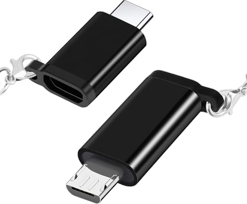 leizhan USB C Adapter (2 Stück Schwarz), Typ-C Stecker auf Micro Buchse, Micro Stecker auf Typ-C Buchse, mit Lanyard, Kompatibel mit MacBook Pro, Smartphones, Tablets, PCs