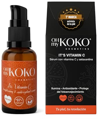 OhMyKoko | Gesichtsserum mit Vitamin C & Astaxanthin | Aufhellendes Serum gegen Pigmentflecken, Antioxidativ & Anti-Aging | Strahlender, Ebenmäßiger Teint | Feuchtigkeit & Schutz | 30 ml