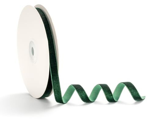 AOKSUNOVA Samtband Dunkelgrün Geschenkband Samt Schleifenband Samt Band Geschenkbänder 1cm x 9m Samtbänder | Samtband als Geschenkband und Schleifenband, Weiches Dekoband für Hochzeit,Weihnachten,Geburtstag und Festliche Verpackung