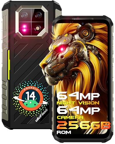 Ulefone Armor 22 Téléphone Portable d'extérieur sans contrat, 16 Go + 256 Go + 512 Go, Smartphone Android 14, écran 6,58 , caméra de Vision Nocturne 64 MP, Batterie 6600 mAh, Double SIM 4G/NFC/GPS