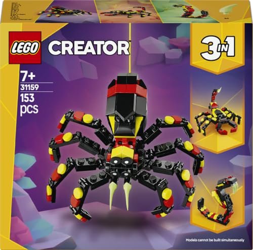 LEGO Creator 3in1 Wilde Tiere: Überraschungsspinne - Spielzeug zum Umbauen in eine Skorpion Figur oder Schlange - Bauset mit 3 Modellen - Geschenk für Jungen und Mädchen ab 7 Jahren 31159