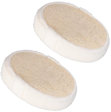 Esponja de Lufa Exfoliante Ovalada Natural para Baño y Ducha | Pack de 2 Piezas, Color Beige, para Ducha y Spa, Elimina Células Muertas