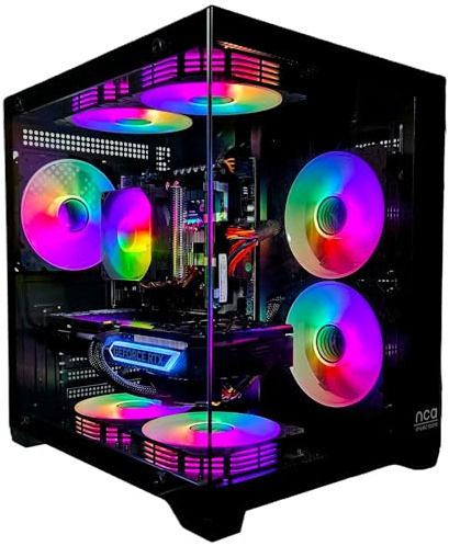 Gaming PC Phantom Black | NVIDIA RTX 5060 | 128GB RAM 2TB SSD | Intel 10 Core | RGB Lüfter mit Fernbedienung | Luftkühlung | WLAN 5 | Win 11