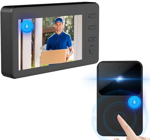 OBEST Videoportero inalámbrico, Timbre de Puerta de 1080P con Monitor IPS de 4,3 Pulgadas, Timbre de Puerta, Cámara de Seguridad para Teléfono,Timbre de Puerta con Visión Nocturna Infrarroja