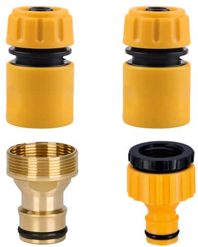 Garden Hoses Connector Kit, Including Hoses End Quick Couplings, 2-in-1 Outdoor Faucet Adapters Kitchen Sink and Bathroom Faucet Adapters Suitable for Hoses Fittings in Gardens and Courtyards(Yellow)