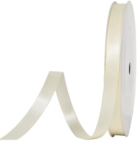 91 m Satinband Beige, 10 mm Doppelseitig Schleifenband Geschenkband Dekoband Seidenband Doppelsatinband Satin Ribbon für Hochzeit Geburtstag Party Dekoration, Geschenkverpackung, Basteln