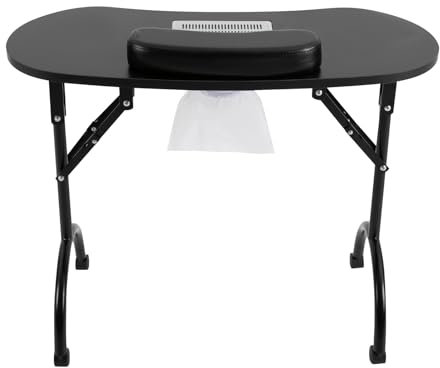 Estabeter Faltbar Maniküretisch mit Absaugung, Nageltisch mit Staubsaugerbeutel Mobilesmanikürtisch mit 4 Universelle Räder, Tragbarer Maniküre Tisch, wasserdichte Tragetasche, Schwarz