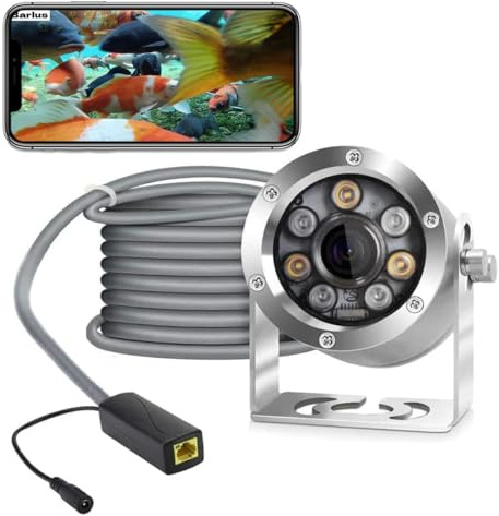 Barlus undervattenskamera POE 5MP CMOS-objektiv 100° vidvinkel hav rostfritt stål med fyllljus IP68 vattentät kamera för 24/7 koitek med 9,8 m kabel