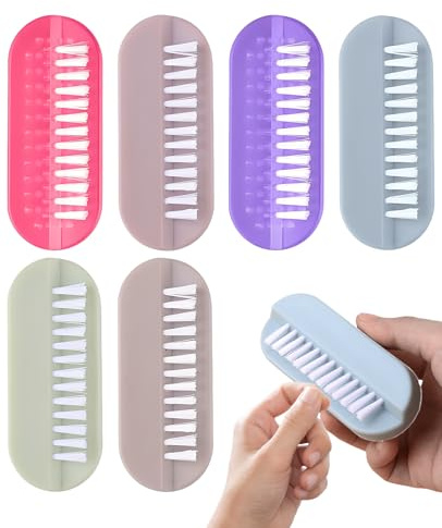 SEESUNO 6Pcs Nail Brush, Colorful Plastic Two Sided Cleaning Brushes for Men Women Manicure Scrubber