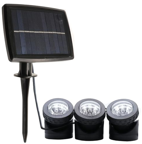 CGTQROVR Luci da stagno solare, 3 x Luci da stagno sottomarino impermeabile con pannello solare, riflettori per il giardino del giardino del del paesaggio esterno