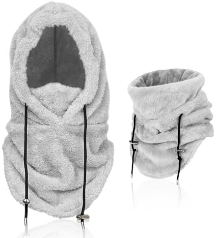 flintronic plysch balaklava mössa, vinter termo skidmask, fleece vindtät ansiktshuva mössa, halsduk balaclava, för män/kvinnor, för cykling, snowboard, skidåkning, GRÅ, one size