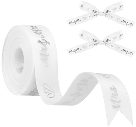 Geschenkband Hochzeit 4,5 m x 25 mm Silber Hochzeit Geschenk Band Geschenkband für Hochzeitsdekoration Hochzeitseinladungen Brautsträuße Geschenk Verpackungen Torten Blumen DIY(Silber)