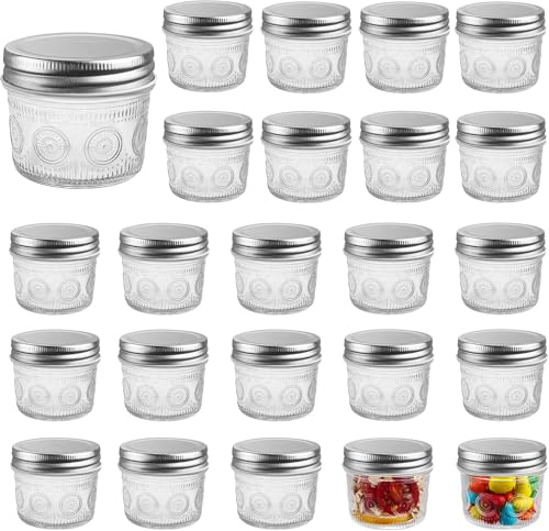 Consou Lot de 24 Bocaux en Verre, 120ml/4oz Hermétique Pot yaourt en Verre avec Couvercle, Overnight Oats Jar Bocal Rangement Cuisine pour Pâtes Pudding Épices Haricots Céréales Confiture Chutneys
