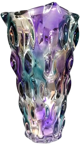 BSDLZCH 9 Inch Glass Flower Vase, Heavyweight Design, Purple/Blue | Modern Elegant Table Centrepiece, Large Coloured Vase for Tulips & Roses, Living Room & Office Decor, Gift for Women