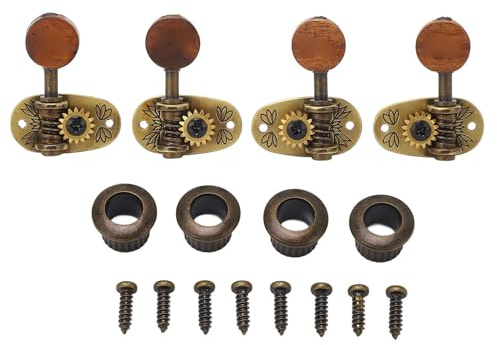 Blaihild Chevilles de Réglage pour ukulélé, 4 Têtes de Machine Classiques 2L2R avec Boutons en Bois élégants pour Accessoires de ukulélé à 4 Cordes