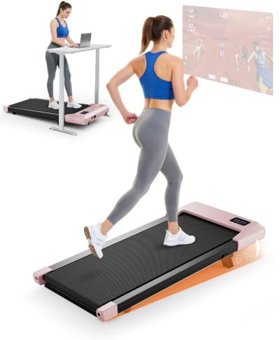 Superun Walking Pad mit Steigung 6%, Laufband für Zuhause mit App max 6km/h und 12km/h Version, Schreibtisch- Laufband bis 136 kg Belastbar mit Multiplayer-Rennen und Trainingskurse Erlebnis vor Ort