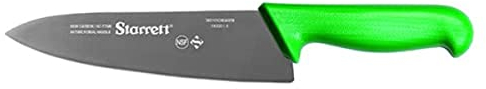 Starrett Professional Chefs Knife - BKG301-8 Wide Triangular 8 (200mm) Ultra Sharp Kitchen Knife With Long Lasting Blade - Green Handle Stainless Steel Chopping Cooking Knife (DV86208)