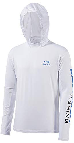 Bassdash UPF 50+ -T-Shirt da Pesca Rashguard Protezione Solare Felpa da Uomo con Cappuccio e Protezione dai Raggi UV