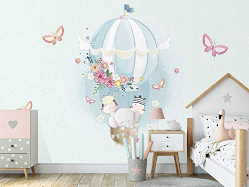 Oedim Fotomural Infantil Vinilo para Pared Animales en Globo | Mural | Fotomural Infantil Vinilo Decorativo | 200 x 150 cm | Decoración comedores, Salones, Habitaciones