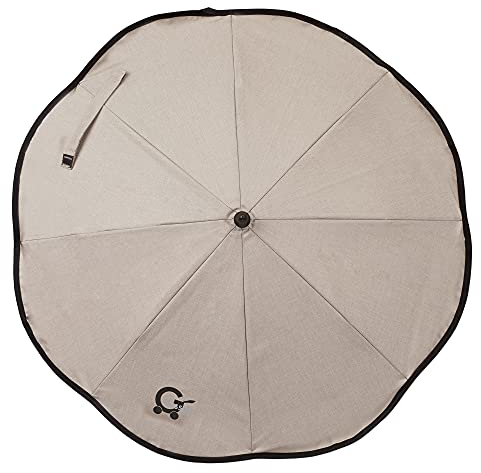 Sonnenschirm Design 941 mit Universalhalterung von Gesslein, Sonnenschutz für Kinderwagen & Buggys, 70cm Durchmesser, biegsam, 3-fach verstellbar, für Rund- und Ovalrohre, beige meliert