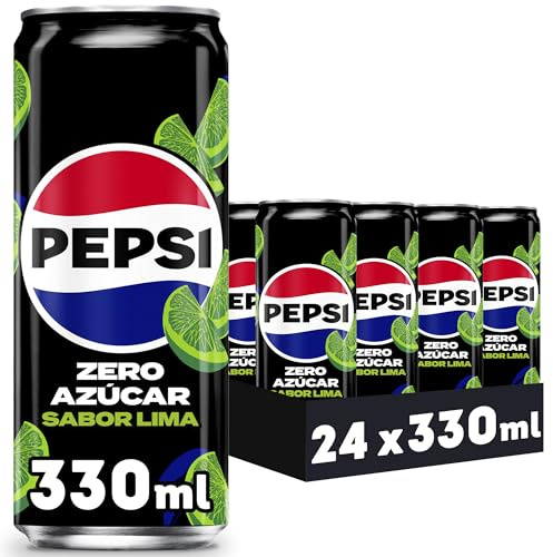 Pepsi zero Lima Refresco de cola con cero azúcar y cero calorías, pack de 24 latas de 330 ml, 7.92 litros en total