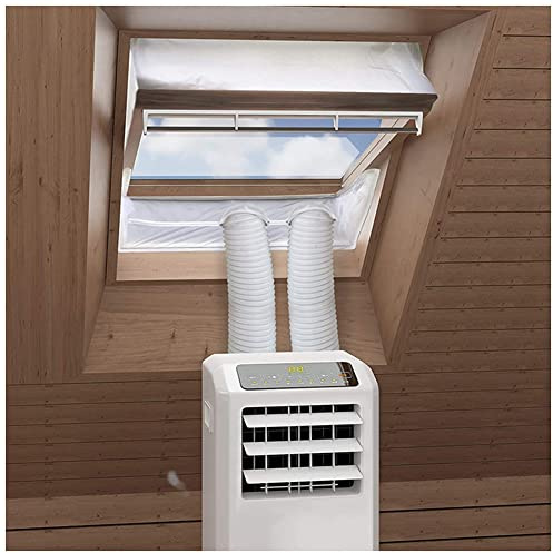 Centre Pivot Roof Window Seal Kit for Portable Air Conditioner and Tumble Dryer, Hot Air Stop Air Exchange Guards with Zip and Hook Tape for Single and Double Hose 230CM