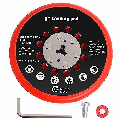 Plateau de Ponçage 150mm 72 Trous compatible avec Bosch RSM6045 GEX 34-150 | Con Fijación Hook y Loop, Llave Incluida y Diseño Multihole para GET75-150 GEX40-150 OE 2608900007 Lijadora Excéntrica