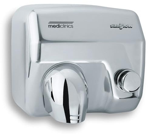 Mediclinics Asciugamani Elettrico Aria Calda a Pulsante in Acciaio Lucido Saniflow E05C