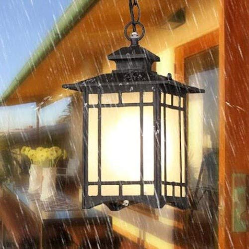 Style chinois IP65 étanche extérieur pendentif lumière porche lanterne porte d'entrée couloir couloir porte lustre style japonais balcon villa pavillon verre suspendu chaîne plafonnier (Couleur :