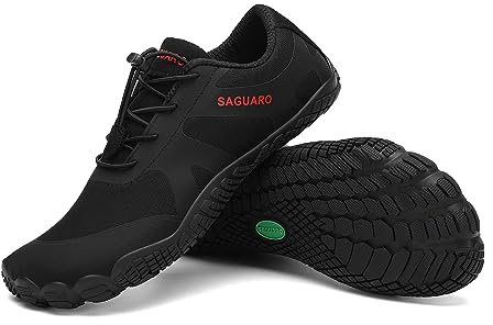 SAGUARO Herr dam barfotaskor utomhus träningsskor sport traillöparskor storlek 36–48, Djup svart, 39 EU