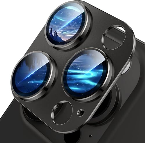 WSKEN for iPhone 15 Pro/iPhone 15 Pro Max Camera Lens Protector - Matte [Shatterproof Test] 9H Tempered Glass Camera Screen Protector Scratch Resistant Metal Ring Cover Accessories Black Titanium