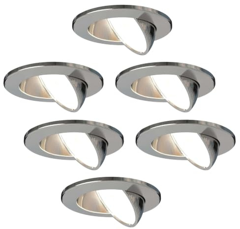 Ledvion 6er set LED Einbaustrahler 5W CCT Warmweiss Kaltweiss IP65 | Einbaumass Ø75mm; Wasserfest fuer Bad Dusche und feuchte Innenbereiche