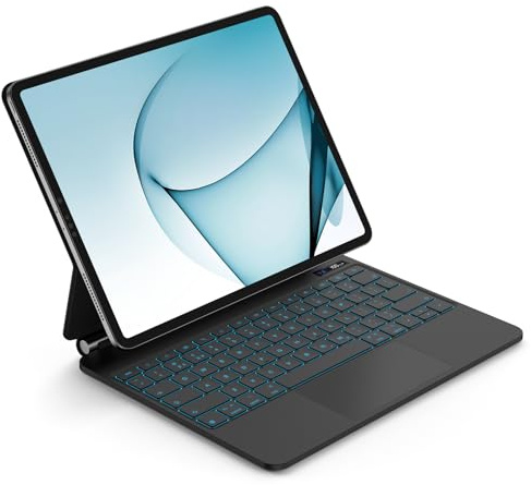GOKOCO Funda magnética para teclado para iPad Air (M3) 2025 de 13 pulgadas y Air M2 y Pro de 12.9 pulgadas de 3ª/4ª/5ª/6ª generación con cubierta de teclado retroiluminada de 7 colores, trackpad