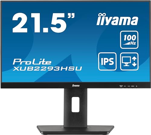 iiyama Prolite XUB2293HSU-B6 54,5cm 21,5 IPS LED-Monitor Full-HD 100Hz HDMI DP USB2.0 Slim-Line Höhenverstellung Pivot FreeSync schwarz