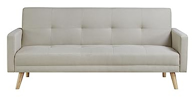 Concept-Usine | Sofá Escandinavo Convertible de 3 plazas de Tela | Sofá con Reposabrazos | Wooden Beige | Cojines adicionales Desenfundables | 180 x 97 x 87 cm | Comodidad Diseño Resistente