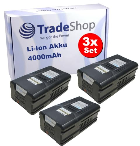 3X Trade-Shop Li-Ion Akku 80V 4000mAh kompatibel mit Greenworks Rasentrimmer GD80BCB, Rückengebläse GD80BPB, Schneefräse GD80ST / Ersatz Akku