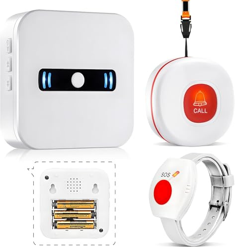 Daytech med påminnelse om svagt batteri nödsamtalsknapp för seniorer, hussamtal med nödsamtalsarmband för hemvård nödfall armband för seniorer för vårdbehov, tålamod, äldre man