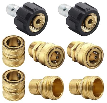 Quzente Hochdruckreiniger-Schlauchadapter,Hochdruckreiniger-Adapter,8 Stück Hochdruckreiniger-Zubehör aus Messing mit Schnellverschluss - Professionelle Hochdruckreiniger-Adapter, langlebige