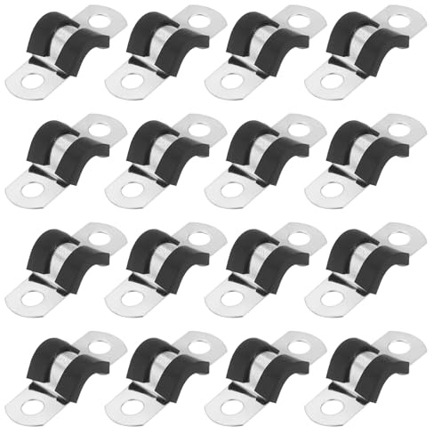 QUARKZMAN 16 Stück 6mm/0,24 Zoll Rohrschellen, 304 Edelstahl Schlauchschellen mit Gummieinlange U-Typ Schraubrohrschellen für Haus Gas Rohr, Wasser Rohr, Tank, Automobil-Tubing