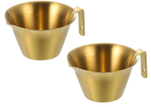 sourcing map Espresso Measuring Cup, 2 Pcs 304 Stainless Steel Espresso Shot Cup Espresso Cup with Handle Espresso Accessories for Making Coffee Milk Cocktail, Gold