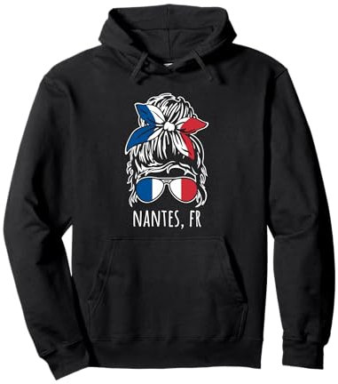 Nantes France Messy Hair Bun Bandana Sonnenbrille Design Pullover Hoodie